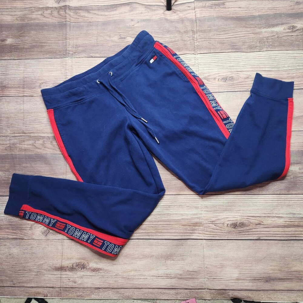 5/$15 Tommy Hilfiger Blue Red Stripe USA Jogger Sweatpants